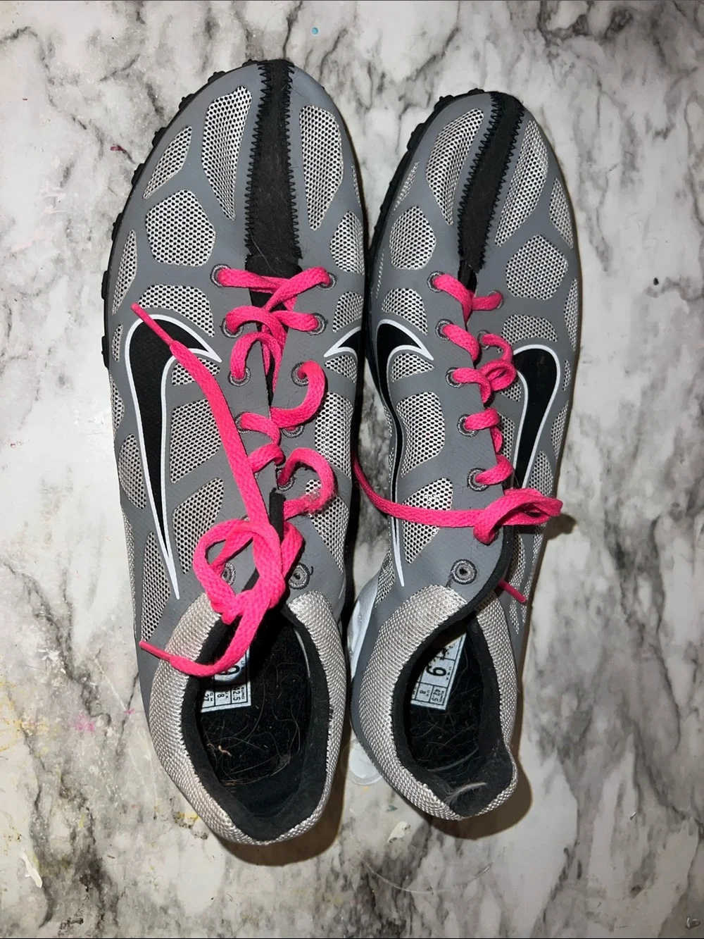 Nike Gray Athletic Sneakers with Pink Laces